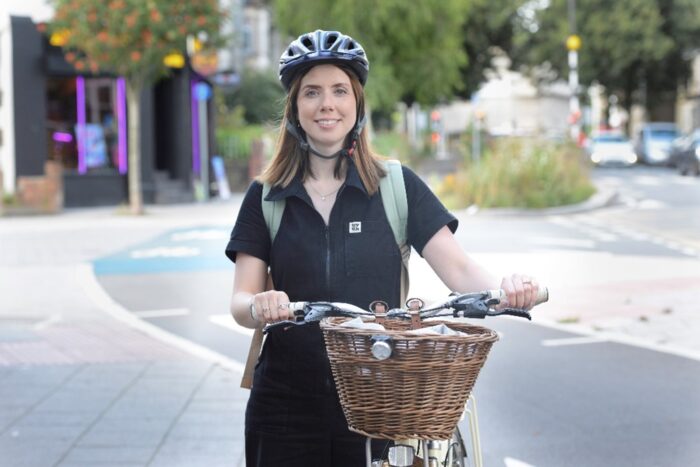 Caroline with her bike