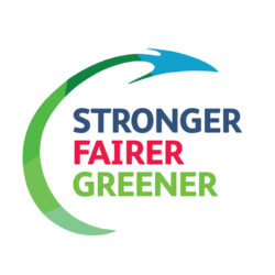 Stronger, fairer, greener logo